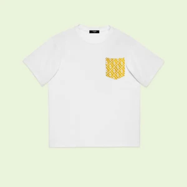 펜디 남성 화이트 크루넥 반팔티 - Fendi Mens White Short sleeved… - 1