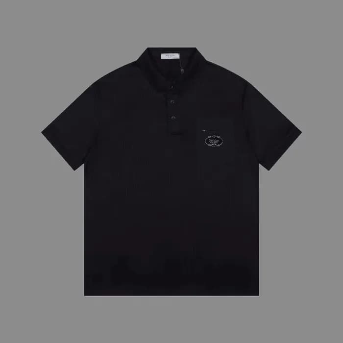 프라다 남성 블랙 폴로 반팔티 - Prada Mens Black Short sleeved … - 1
