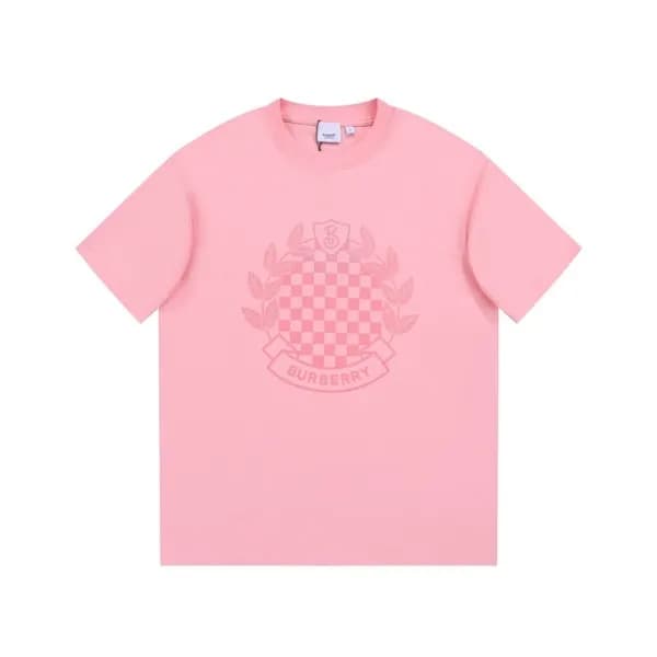 버버리 남성 핑크 크루넥 반팔티 - Burberry Mens Pink Short Sleev… - 1