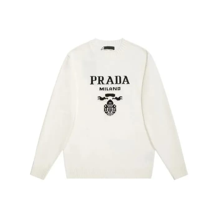 프라다 남성 크루넥 화이트 스웨터 - Prada Mens White Sweaters - p… - 1