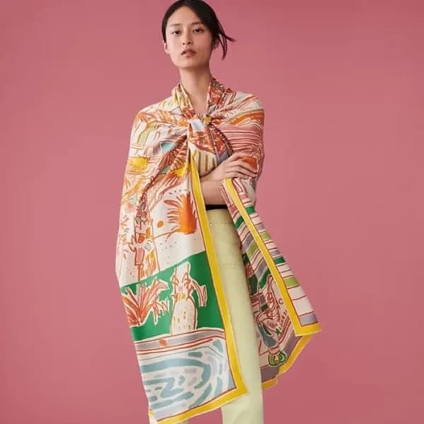 에르메스 여성 오렌지 스카프 - Hermes Womens Orange Scarf - he4… - 1