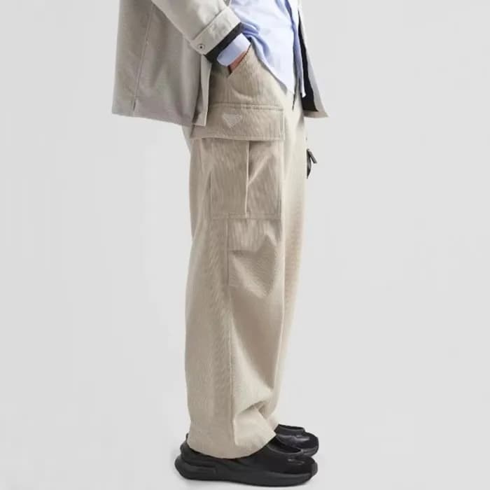 프라다 남성 캐츄얼 베이지 골덴팬츠 - Prada Mens Beige Pants - pr8… - 1