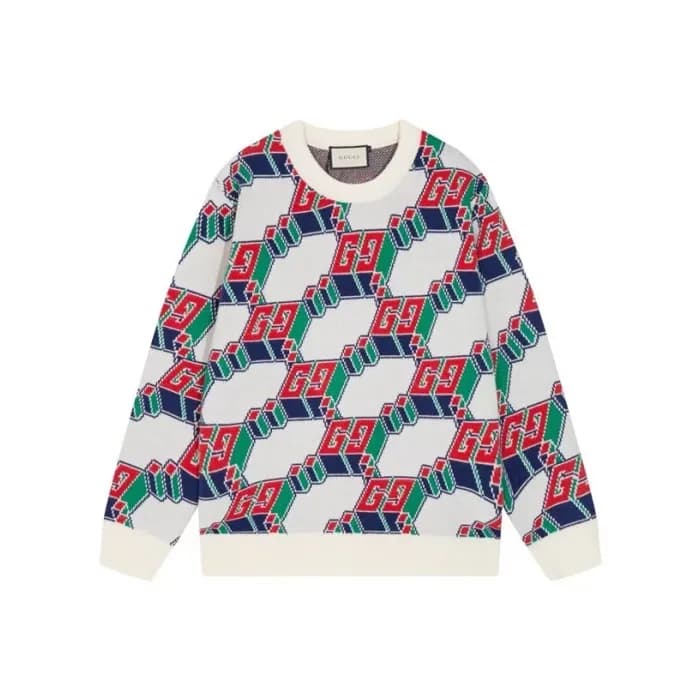 구찌 남성 화이트 크루넥 니트 - Gucci Mens White Knits- gu1163x - 1
