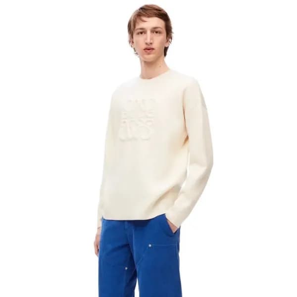 로에베 남성 화이트 크루넥 스웨터 - Loewe Mens White Sweaters - f… - 1