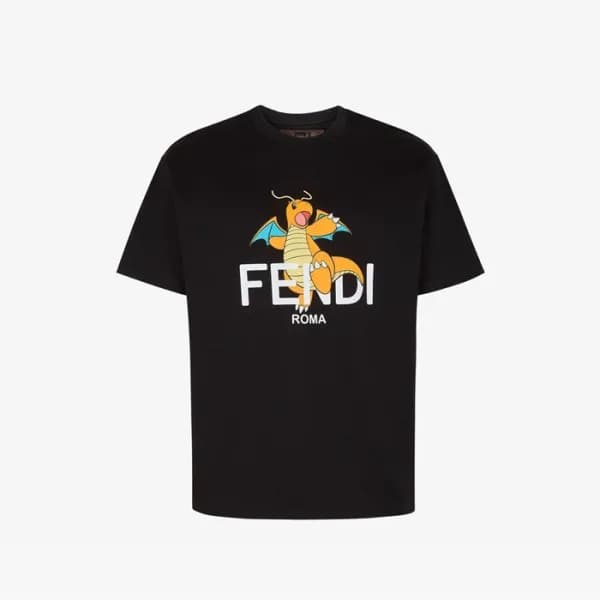 펜디 남성 블랙 크루넥 반팔티 - Fendi Mens Black Short sleeved … - 1