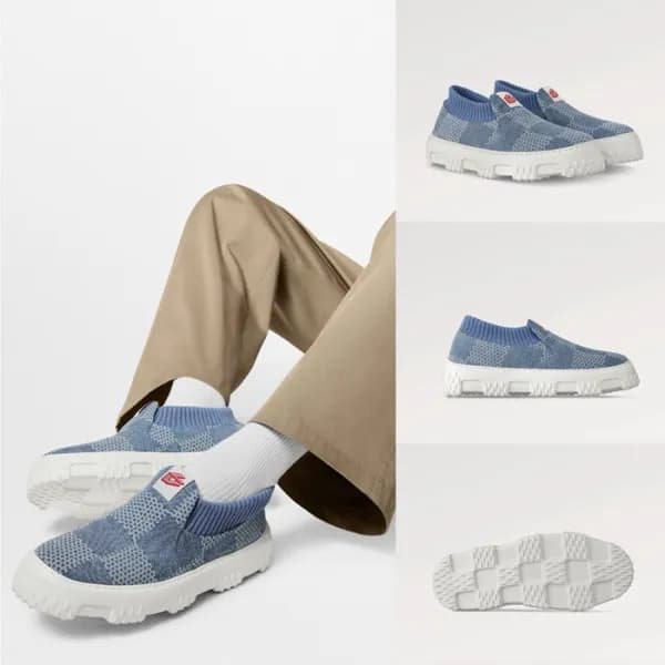 루이비통 남성 다미에 블루 로퍼 - Louis vuitton Mens Blue Loafer… - 1