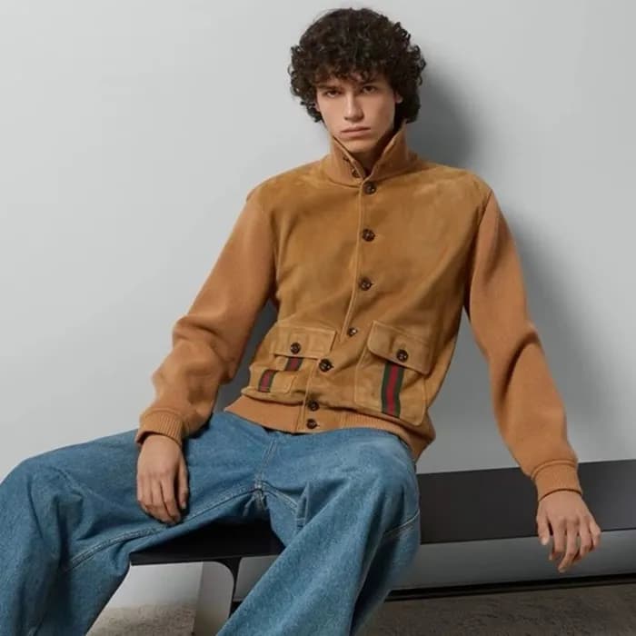 구찌 남성 스웨이드 가죽 자켓 - Gucci Mens Camel Jackets - guc3… - 1