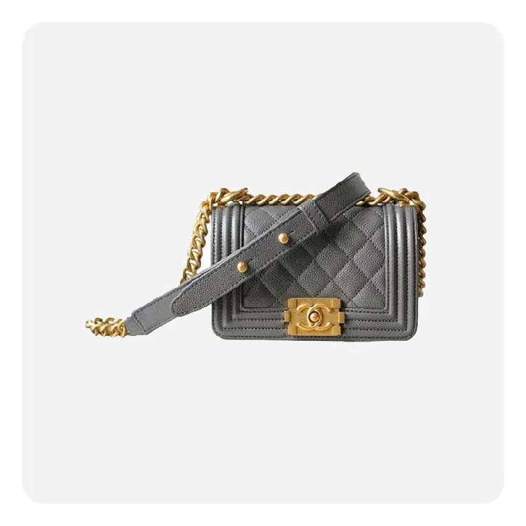 샤넬 보이백 미니 캐비어 그레이 골드- Chane Boy Bag Mini Caviar Ba… - 1