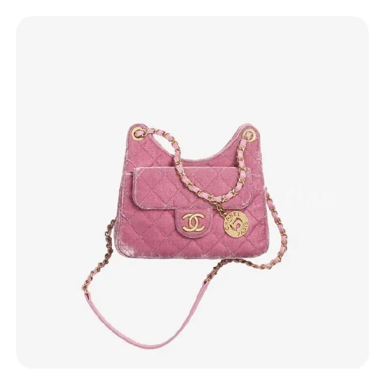 샤넬 23 스몰 호보백 벨벳 & 골드 메탈 핑크 - Chane 23 Small Hobo H… - 1