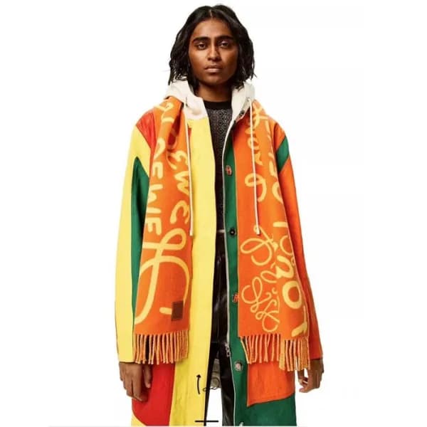 로에베 남/녀 양면 머플러 - Loewe Unisex Orange Muffler -acc2… - 1