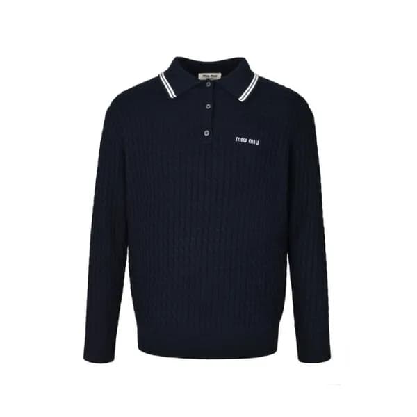 미우미우 남성 폴로 니트웨어 - Miumiu Unisex Polo Knitwear - mi… - 1