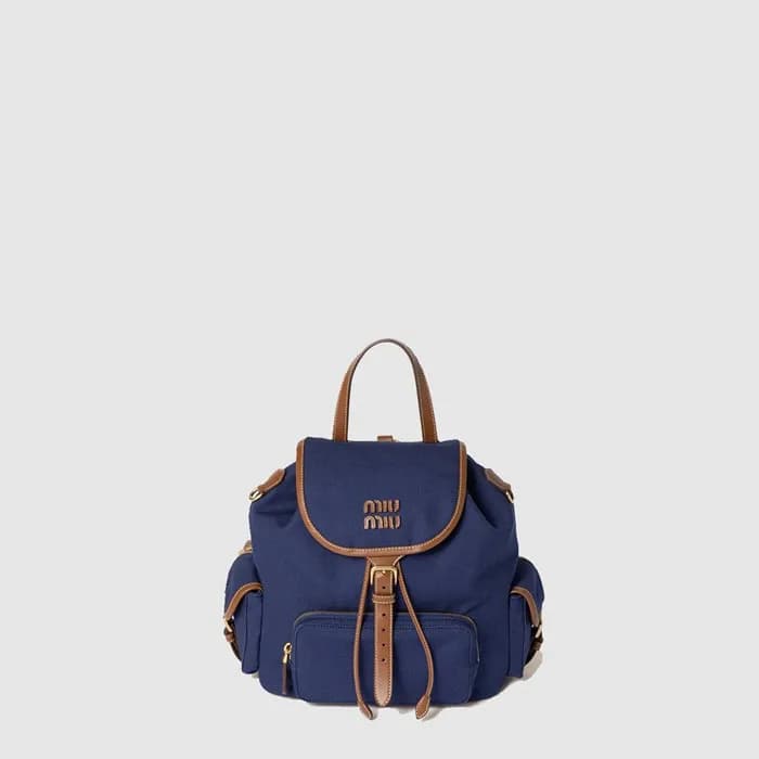 미우미우 여성 캔버스 가죽 백팩 - MiuMiu Womens Canvas Leather B… - 1