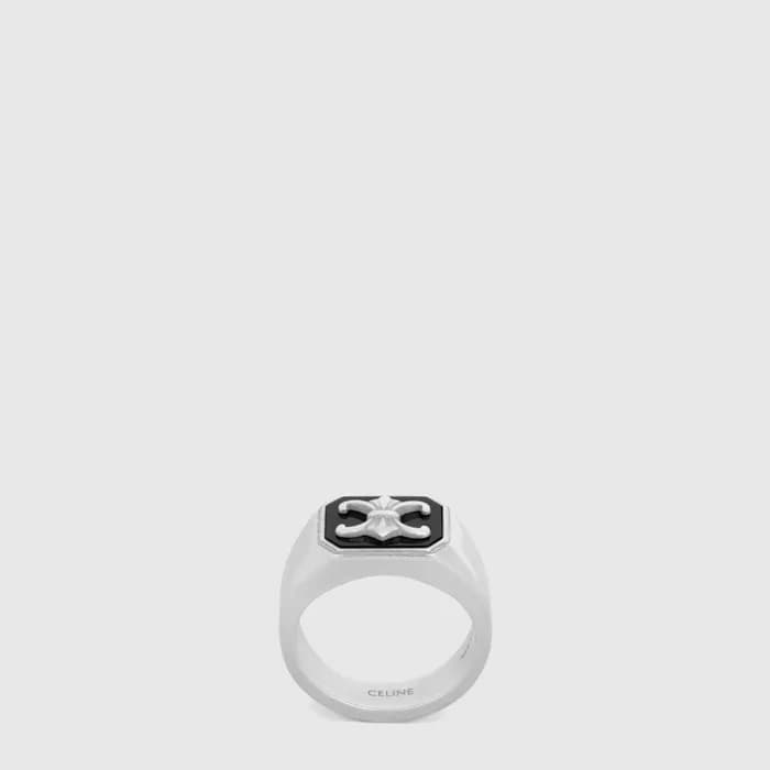 셀린느 여성 트리옹프 드 리 시그넷 링 - Celine Womens Triomphe de Lys Signet Ring - acc10475x - 1