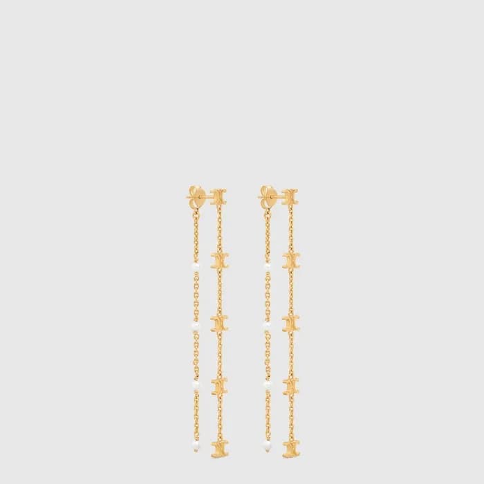셀린느 여성 트리옹프 롱 펄 이어링 - Celine Womens Triomphe Long Pearl Earring - acc10603x - 1