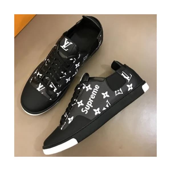 LOUIS VUITTON 2018 SUPREME MENS LEATHER SKEAKERS -… - 1