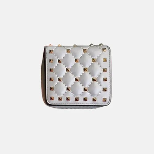Valentino 2018 Rockstud Leather Zippy Small Wallet… - 1