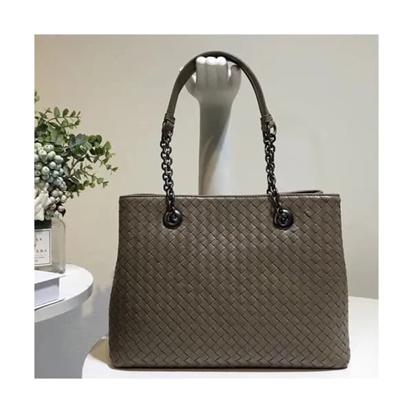Bottega Veneta Leather Khaki Women Tote Shoulder B… - 1