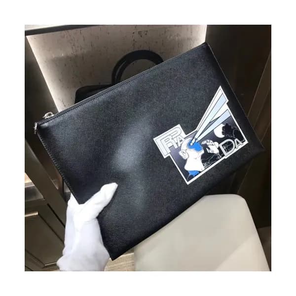 Prada Mens Saffiano Clutch Bag ,36CM - 프라다 사피아노 남성… - 1