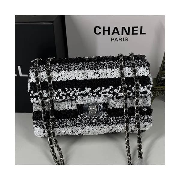 Chanel Women Chain Spangles & Leather Shoulder Bag… - 1