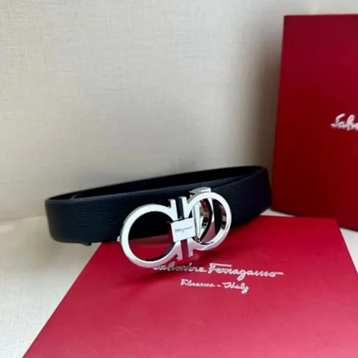 페라가모 남성용 로고 레더 벨트 - Salvatore Ferragamo Logo Leath… - 1