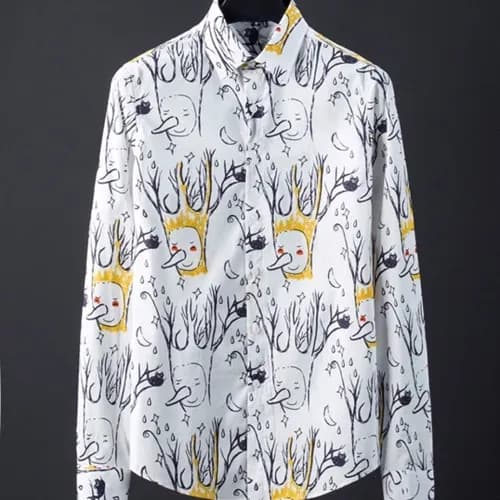 Prada 2019 Mens Cajual Logo Cotton Sleeved Shirts … - 1