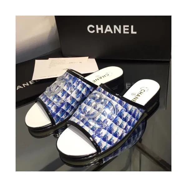 Chanel 2019 Ladies Tweed & PVC Slipper - 샤넬 2019 여… - 1