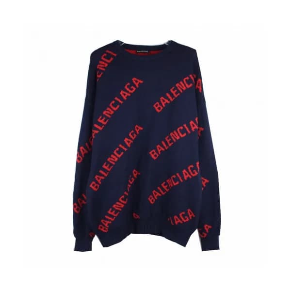 Balenciaga 2019 Womens Logo Crew - neck Wool Swe… - 1