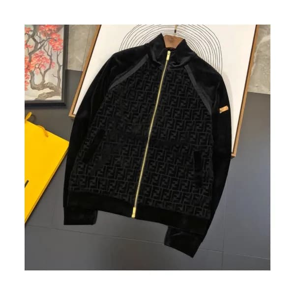 Fendi 2019 Mens Patch Logo Velvet Training Clothes… - 1