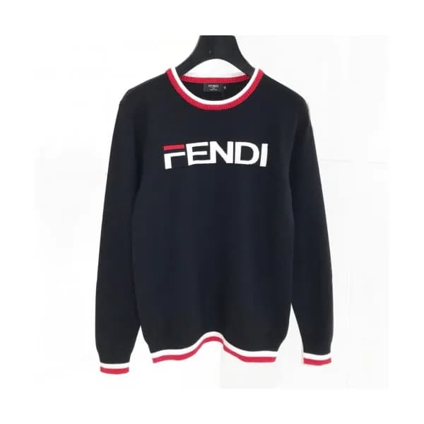 Fendi 2020 Mens Logo Crew-neck Wool Sweaters - 펜디 … - 1