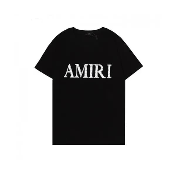 Amiri Mm/Wm Logo Cotton Short Sleeved Tshirts Blac… - 1