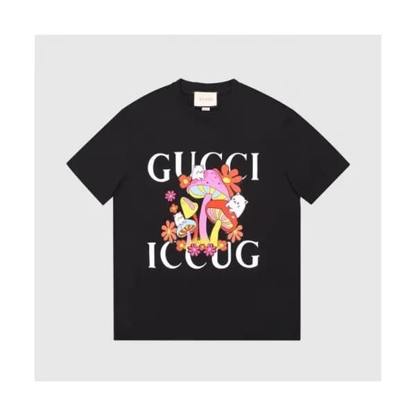 Gucci Mm/Wm Logo Short Sleeved Tshirts Black - 구찌… - 1