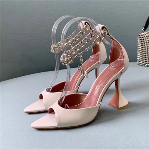 Amina Muaddi 2021 Women's Leather High Heel Sa…