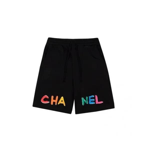 Chanel Mens Logo Casual Training Half Pants Black… - 1