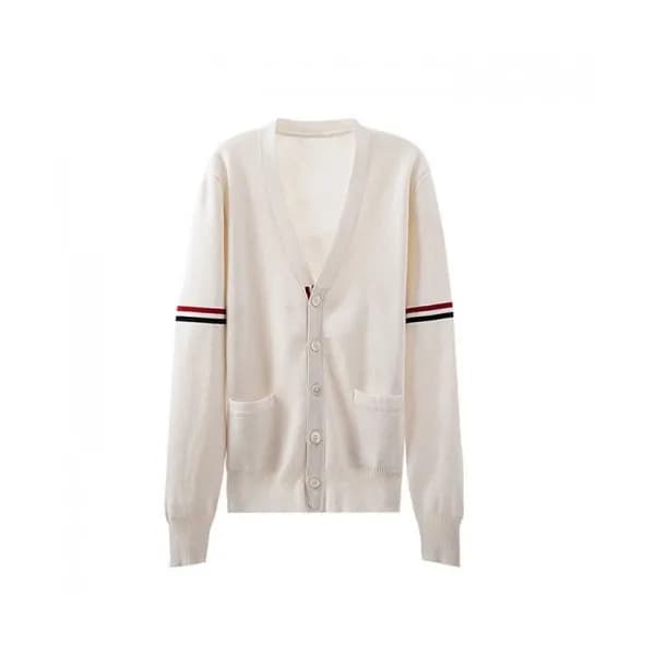 Thom Browne Mm/Wm Strap V-neck Cardigan White - 톰… - 1