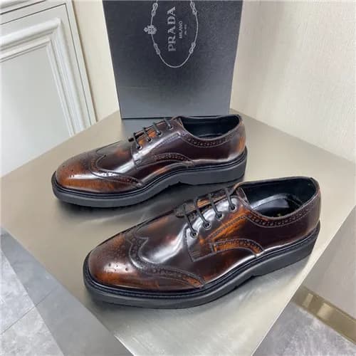 Prada 2021 Men's Leather Derby Shoes,PRAS0807 … - 1