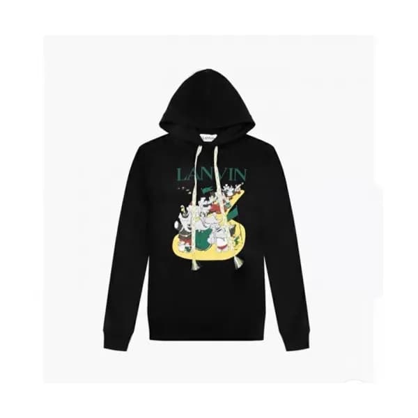 LANVIN Unisex Tshirts Black - 랑방 2021 남/녀 후드티 - La… - 1