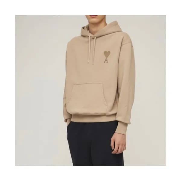 Ami Mens Logo Casual Cotton Hoodie Ivory - 아미 202… - 1