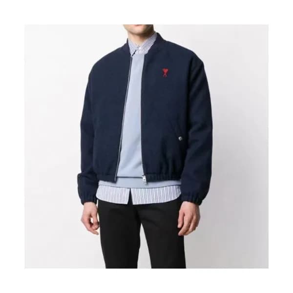 Ami Mens Logo Casual Jackets Blue - 아미 2021 남성 로고… - 1