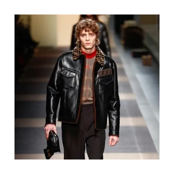 Fendi Mens Casual Leather Jackets Black - 펜디 2021… - 1