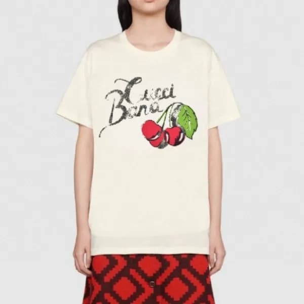 구찌 여자 크루넥 아이보리 반팔티 - Unisex Ivory Tshirts - guc045… - 1