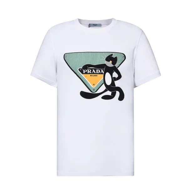 프라다 여자 크루넥 화이트 반팔티 - Unisex White Tshirts - Pra02… - 1
