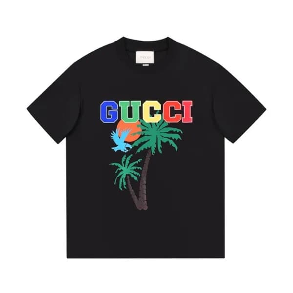 구찌 남/녀 크루넥 블랙 반팔티 - Unisex Black Tshirts - guc0482… - 1