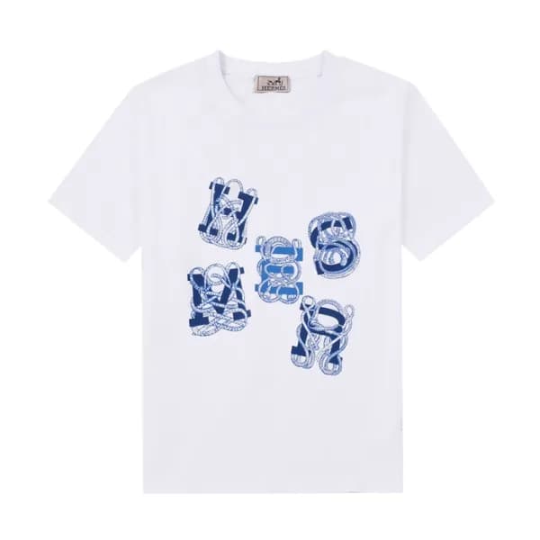 에르메스 남자 화이트 크루넥 반팔티 - Mens White Tshirts - her0775… - 1