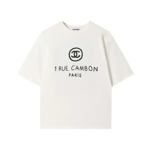 샤넬 남/녀 크루넥 화이트 반팔티 - Unisex White Tshirts - chl089… - 1