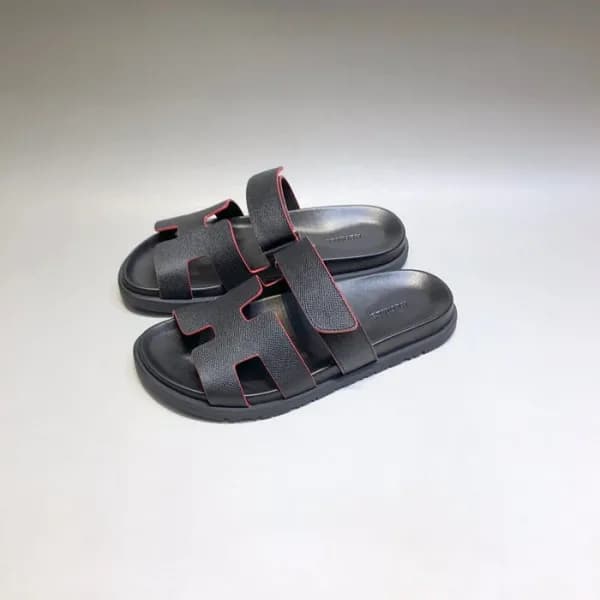 에르메스 남/녀 트렌디 블랙 슬리퍼 - Unisex Black Slippers - her0… - 1