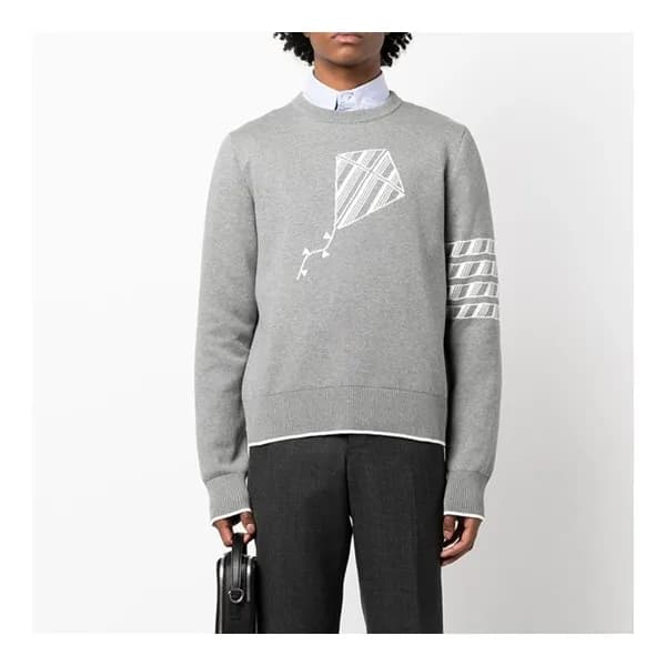 톰브라운 남성 캐쥬얼 그레이 니트 - Mens Gray Knit - thom0600x - 1
