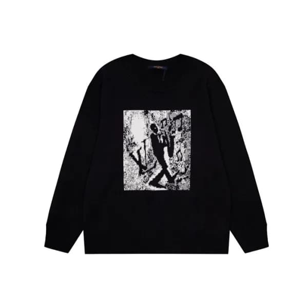 루이비통 남성 모던 블랙 니트 - Louis vuitton Mens Black Sweate… - 1