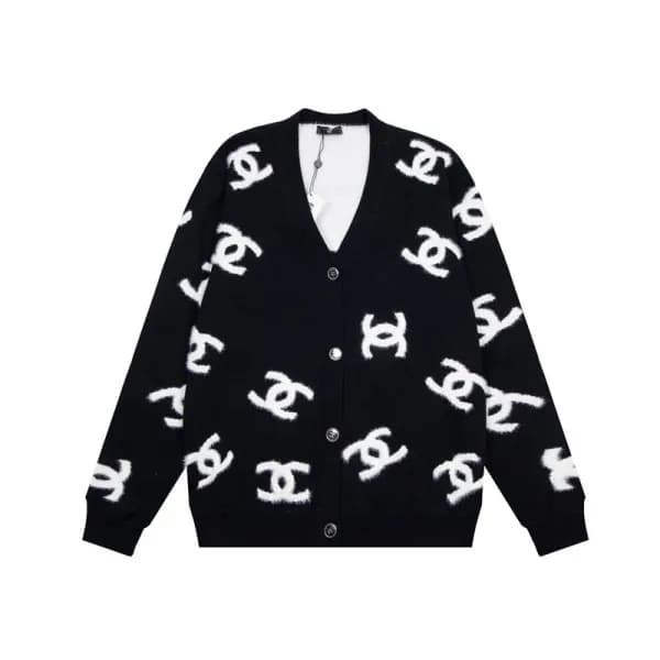 샤넬 여성 브이넥 블랙 가디건 - Chanel Women Black Cardigan - c… - 1