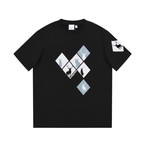 버버리 남성 블랙 크루넥 반팔티 - Burberry Mens Black Tshirts - … - 1