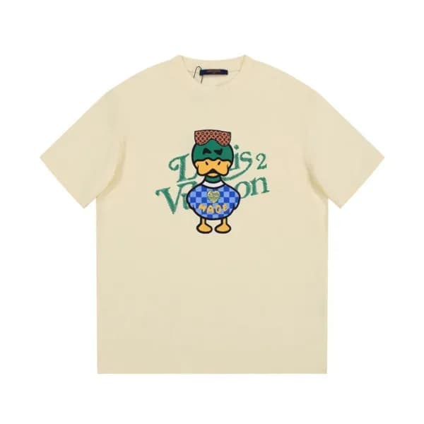 루이비통 남성 아이보리 크루넥 반팔티 - Louis vuitton Mens Ivory Sh… - 1